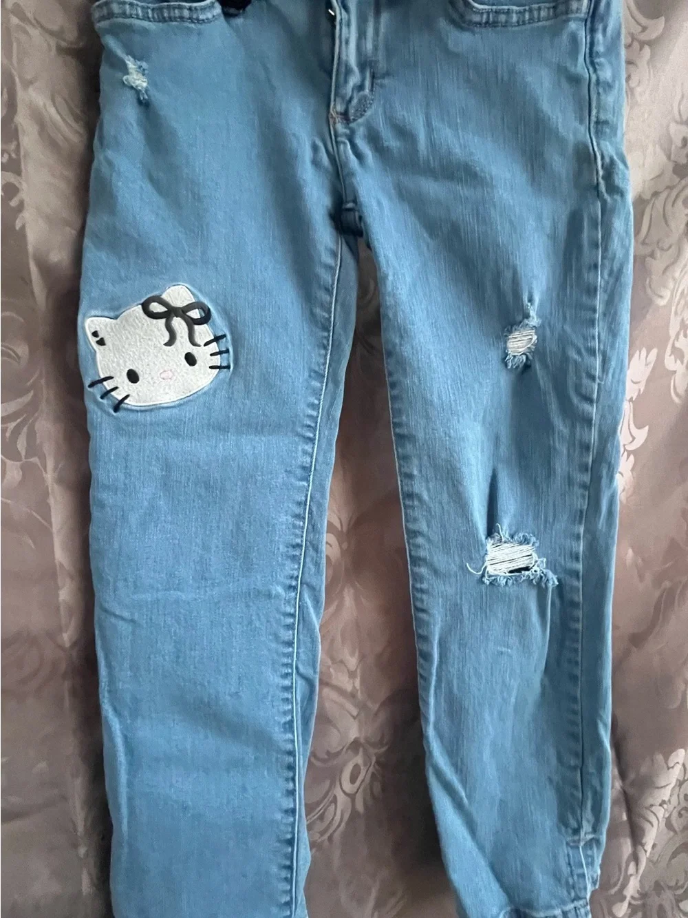The Children's Place Light Blue Jeans with Hello Kitty Patch